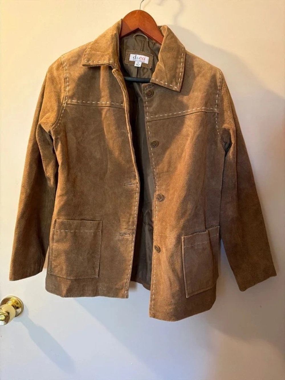 Denim&Co Brown Suede Button-Front Jacket